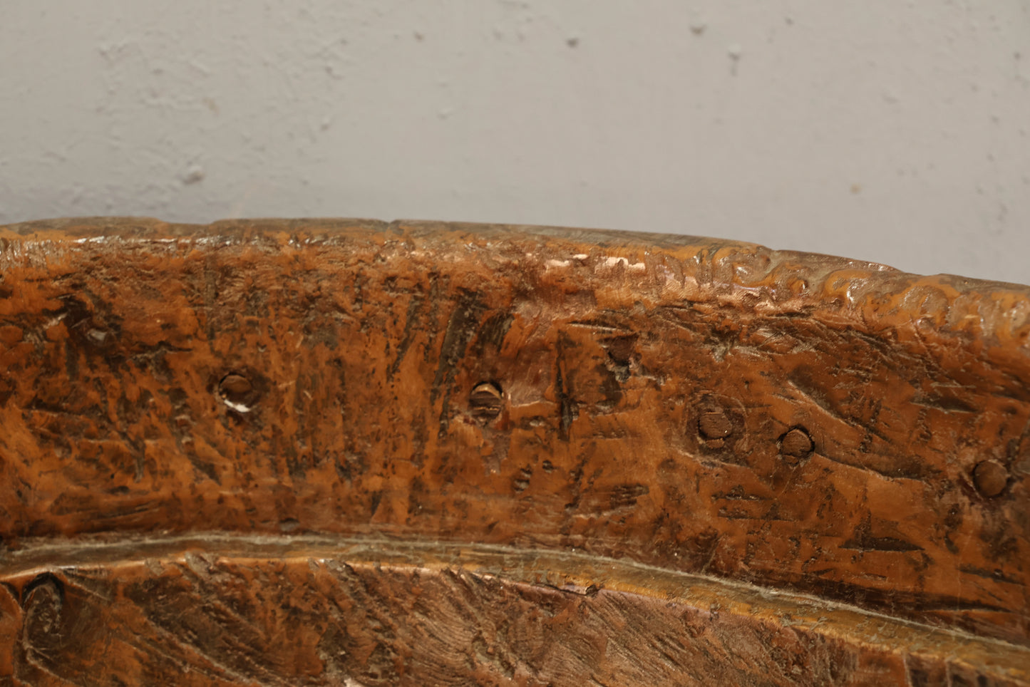 Large Antique Hand-Carved Wooden Bowl