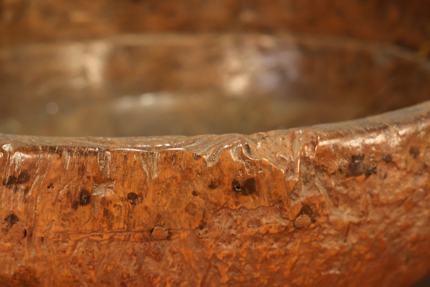 Large Antique Hand-Carved Wooden Bowl