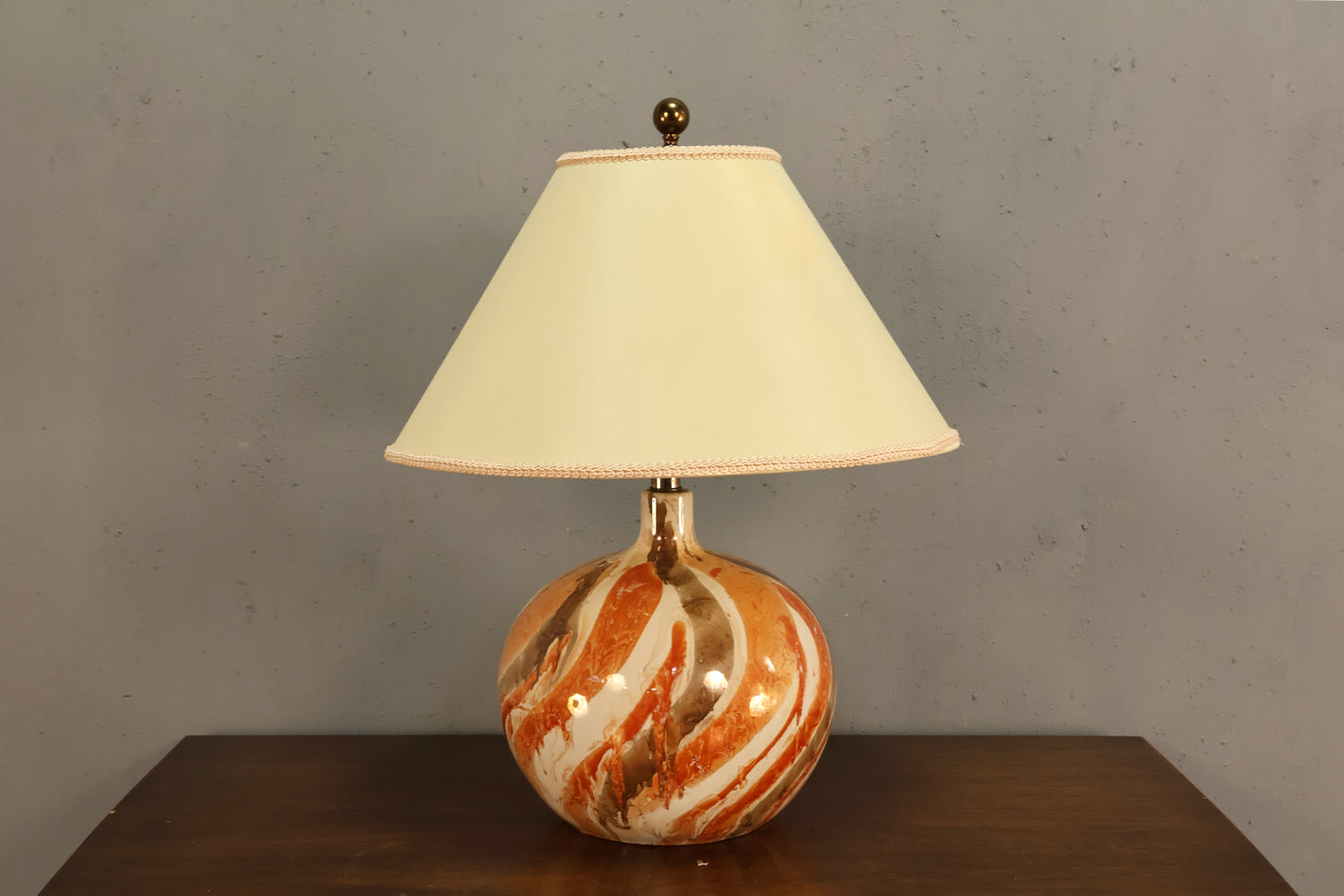 Orange Swirl Ceramic Table Lamp
