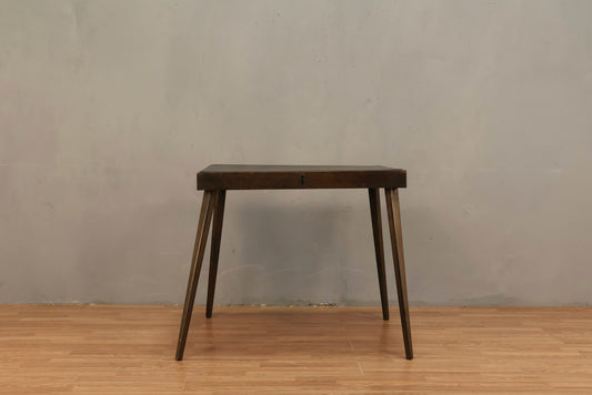 Mid Century Walnut & Vinyl Folding Card Table