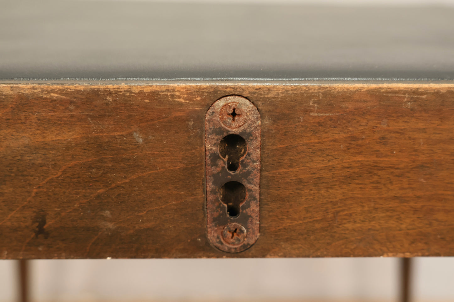 Mid Century Walnut & Vinyl Folding Card Table