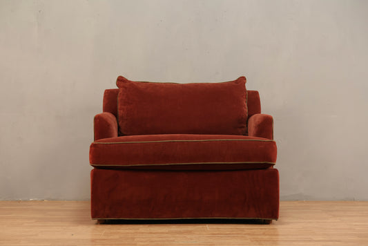 Maroon & Olive Velveteen Junior Loveseat - ONLINE ONLY