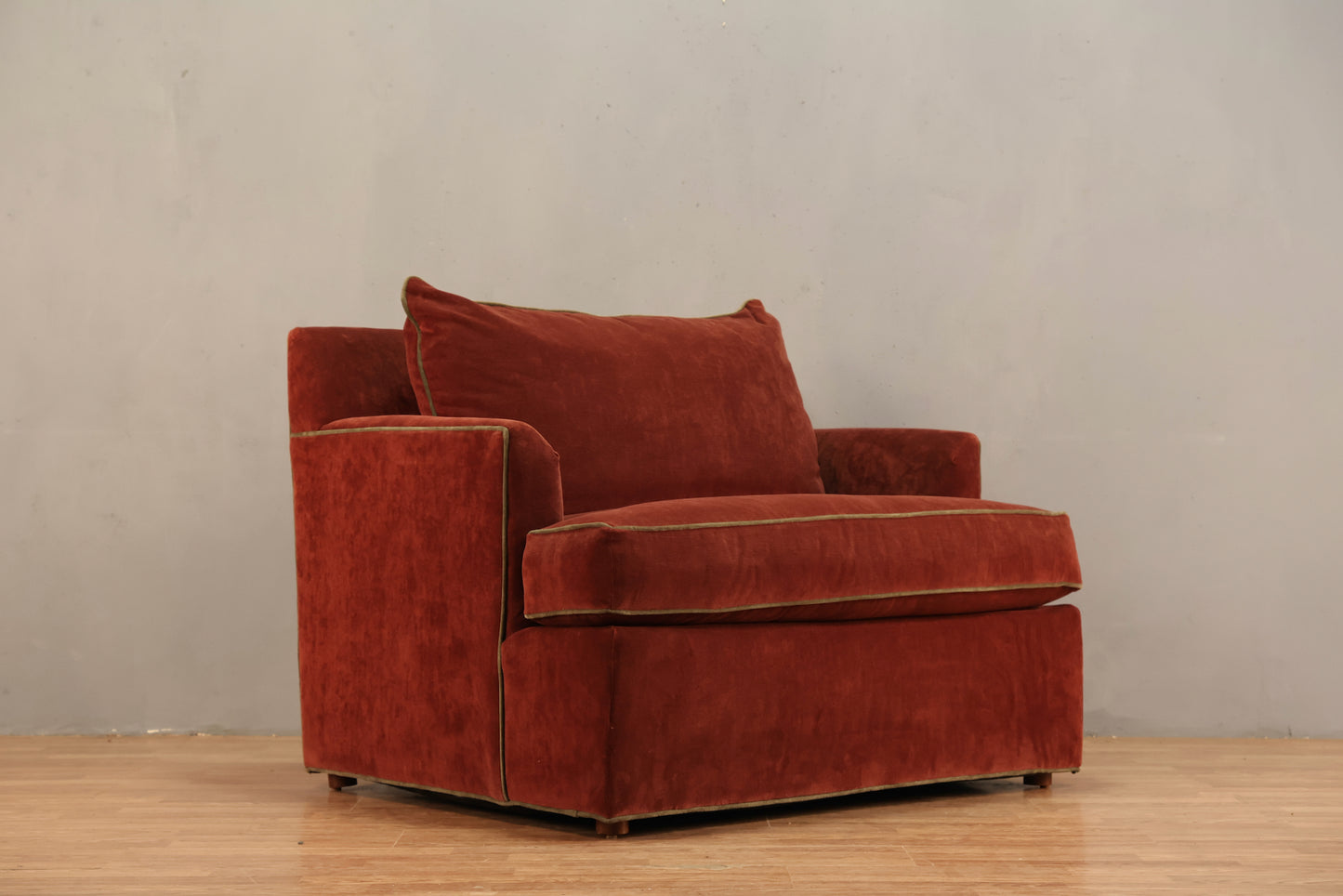 Maroon & Olive Velveteen Junior Loveseat - ONLINE ONLY