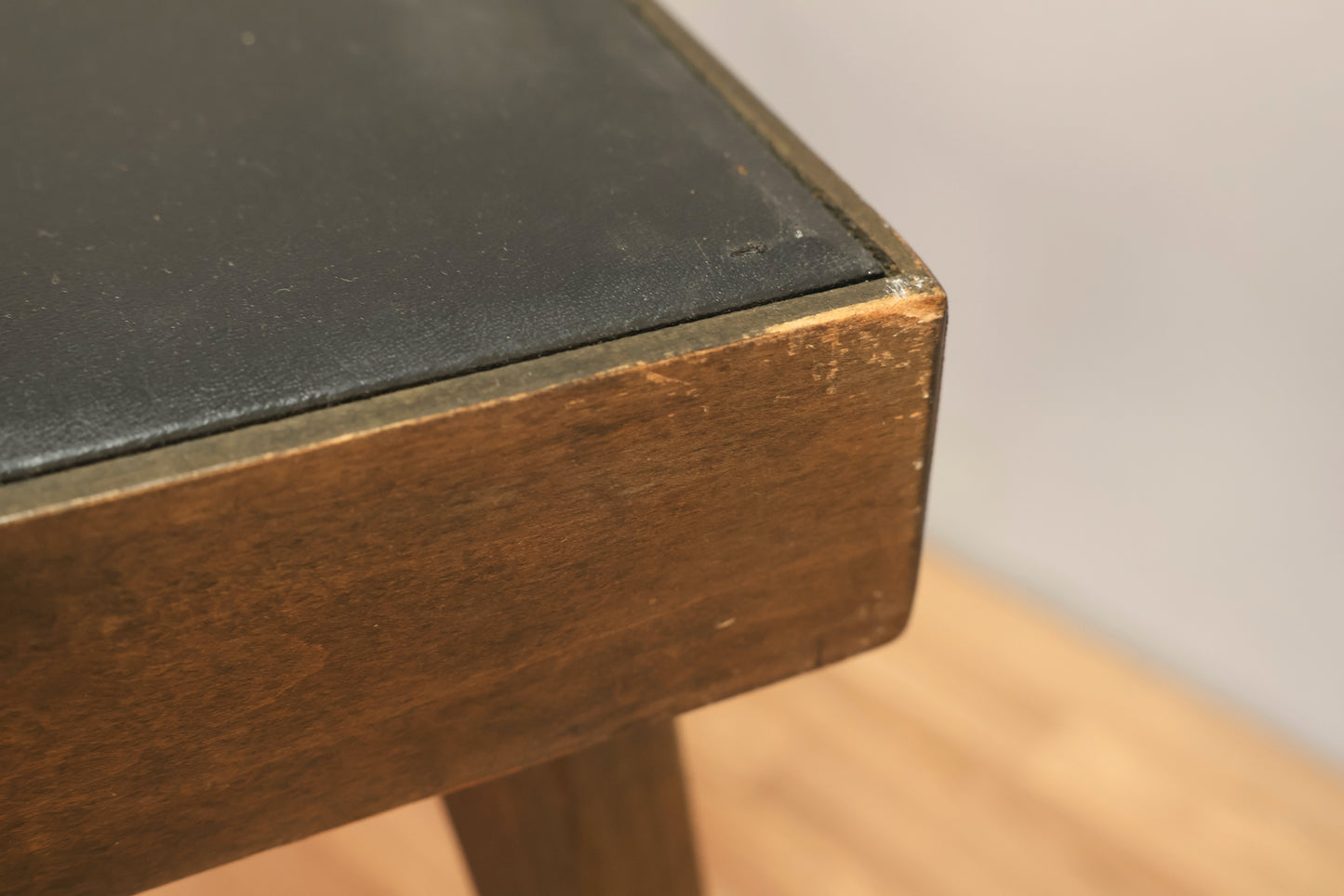 Mid Century Walnut & Vinyl Folding Card Table