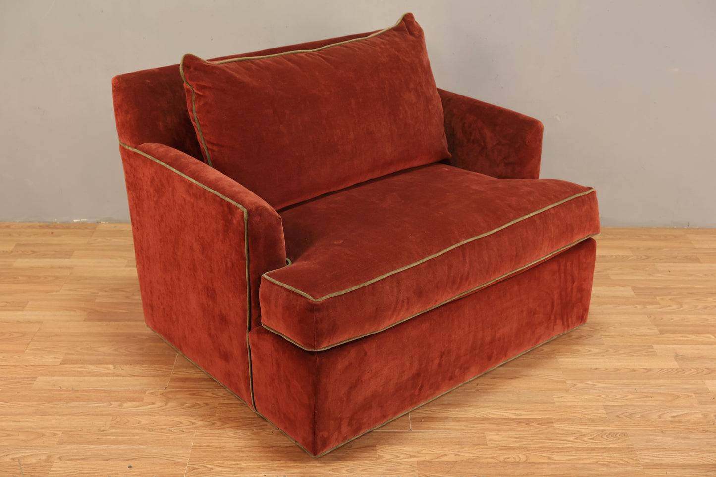 Maroon & Olive Velveteen Junior Loveseat - ONLINE ONLY