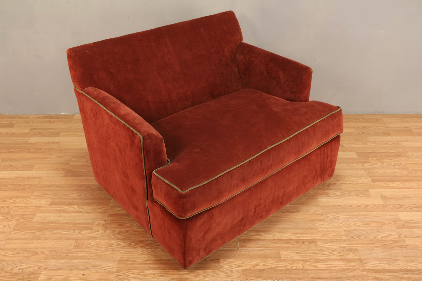 Maroon & Olive Velveteen Junior Loveseat - ONLINE ONLY