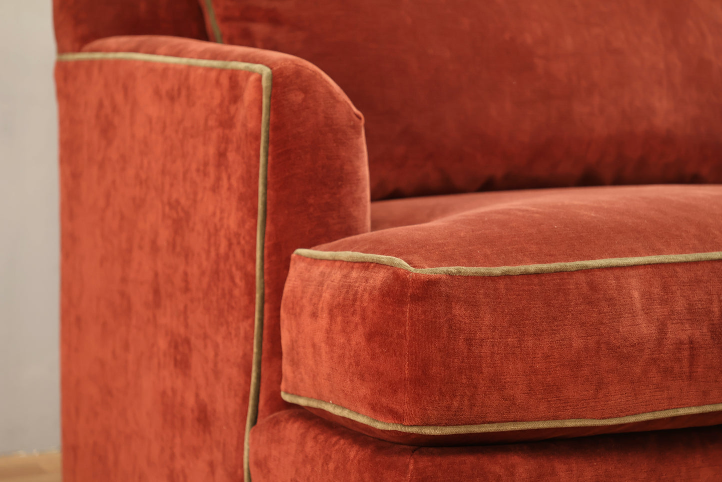 Maroon & Olive Velveteen Junior Loveseat - ONLINE ONLY