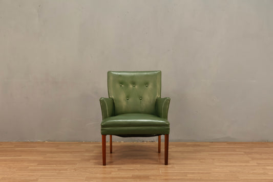 Mid Century Olive Vinyl Accent Chair