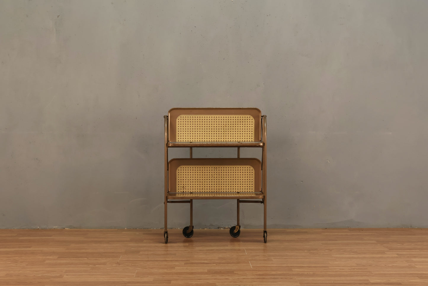 Metal Faux-Cane Folding Bar Cart