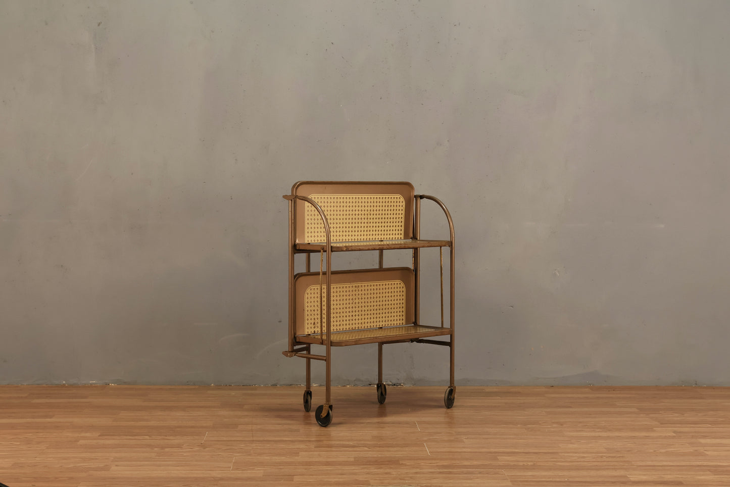 Metal Faux-Cane Folding Bar Cart