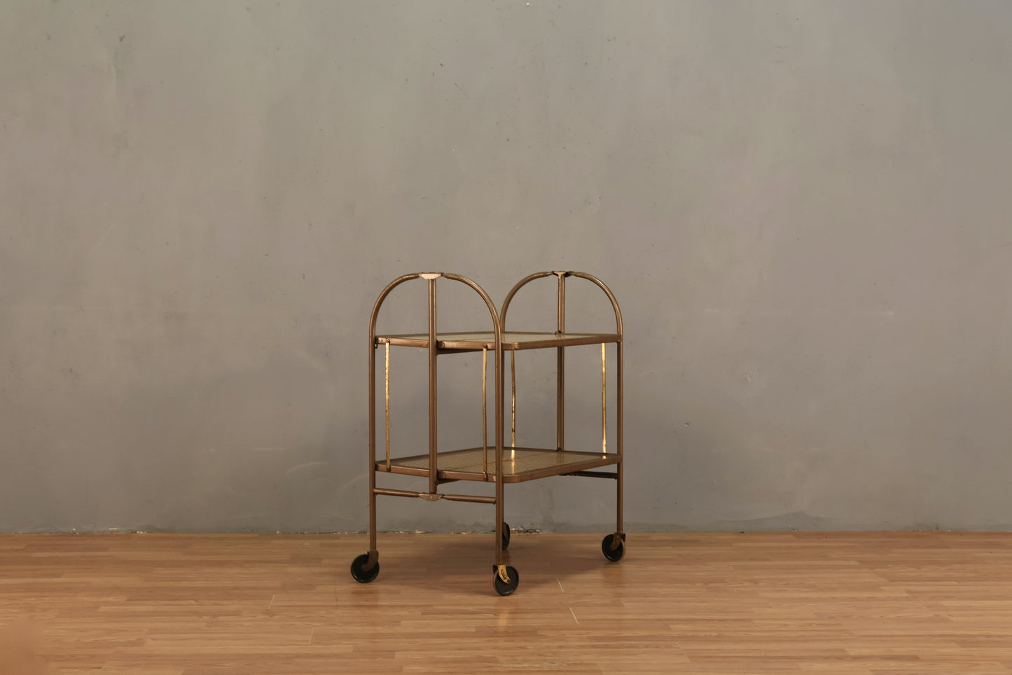 Metal Faux-Cane Folding Bar Cart