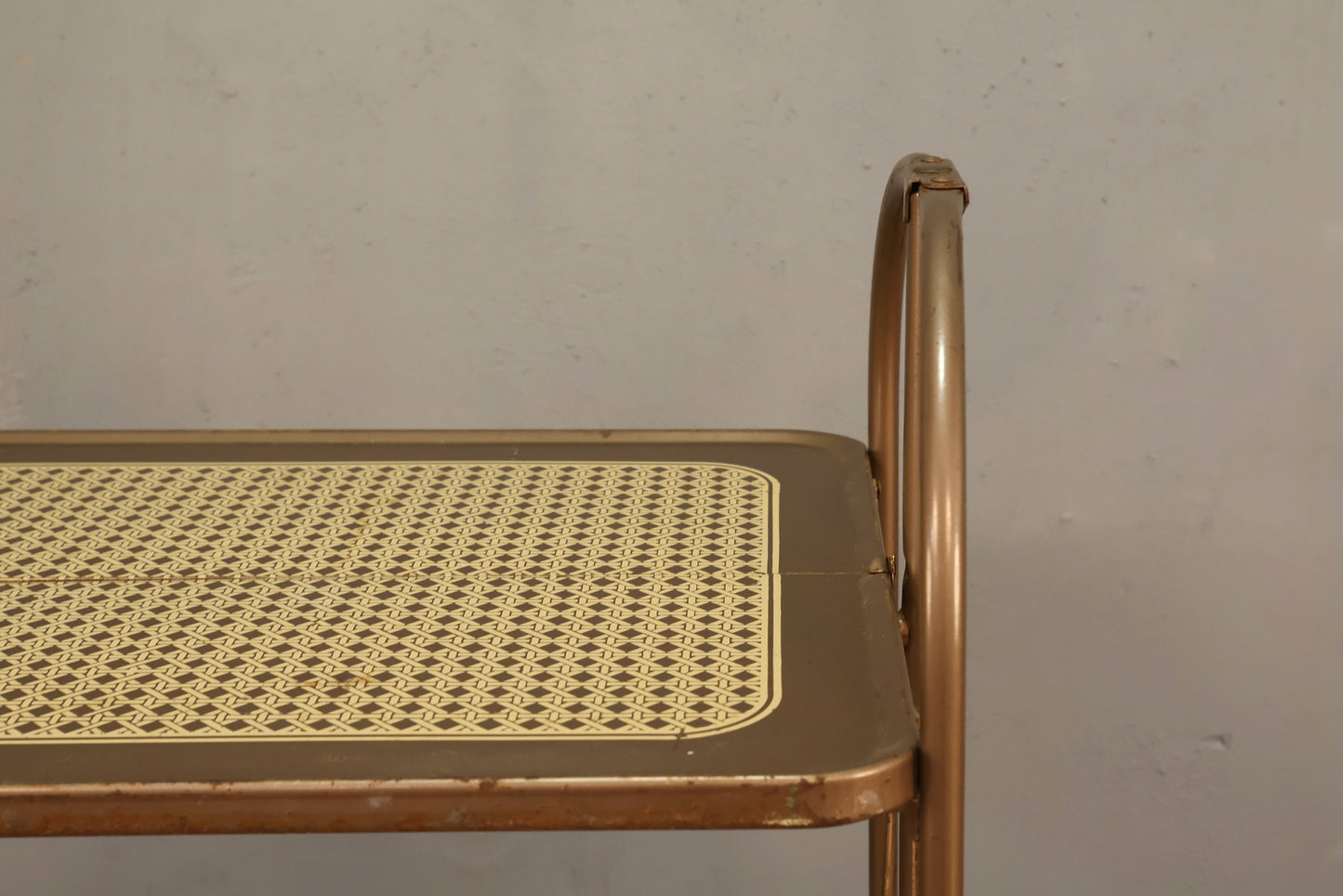 Metal Faux-Cane Folding Bar Cart