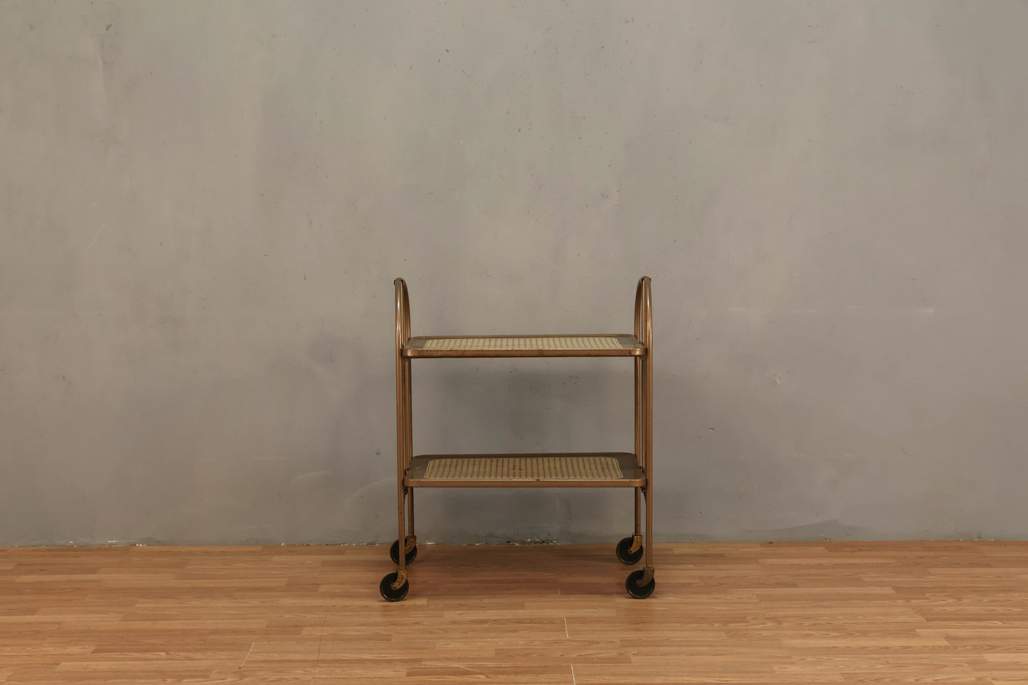 Metal Faux-Cane Folding Bar Cart