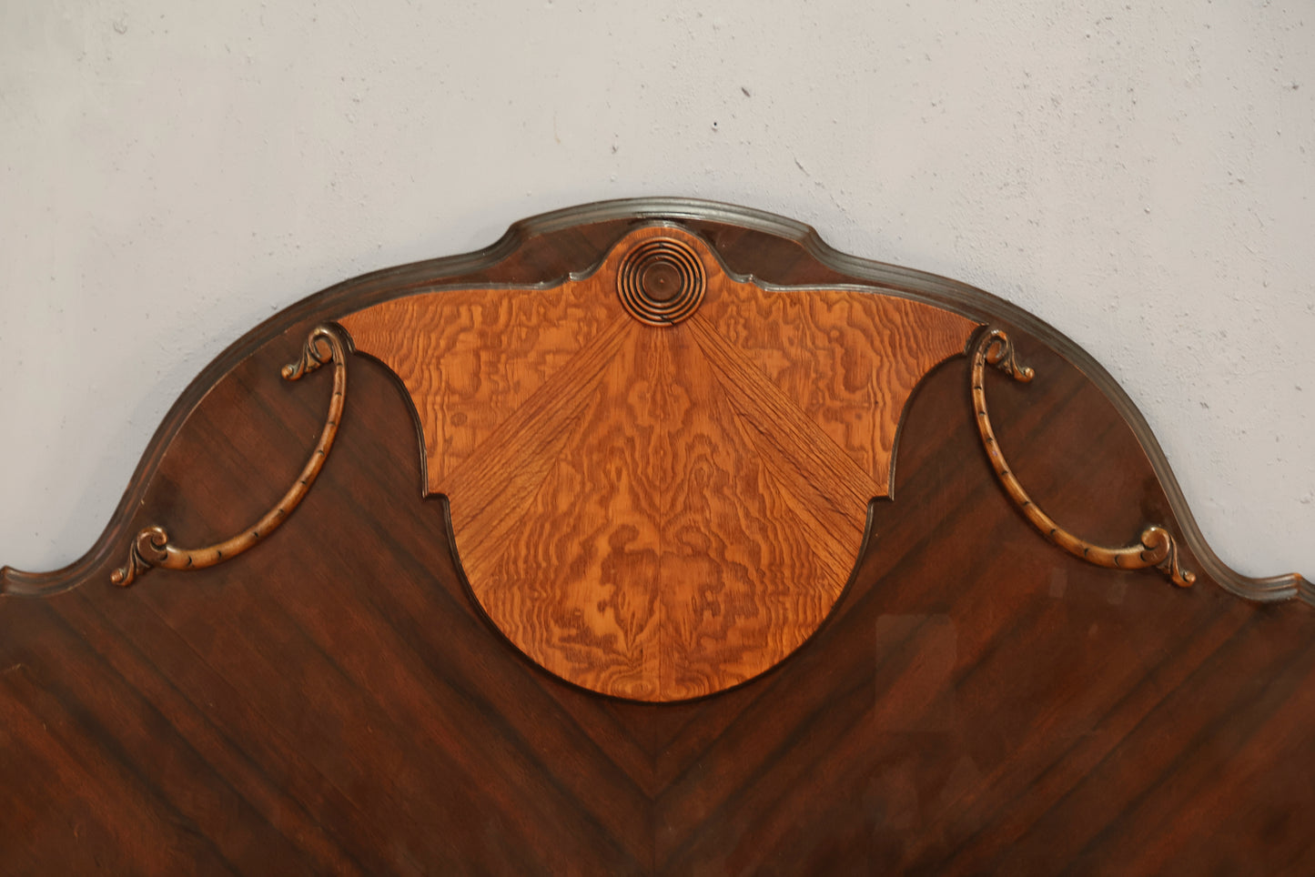 Art Deco Scalloped Wood Full Headboard