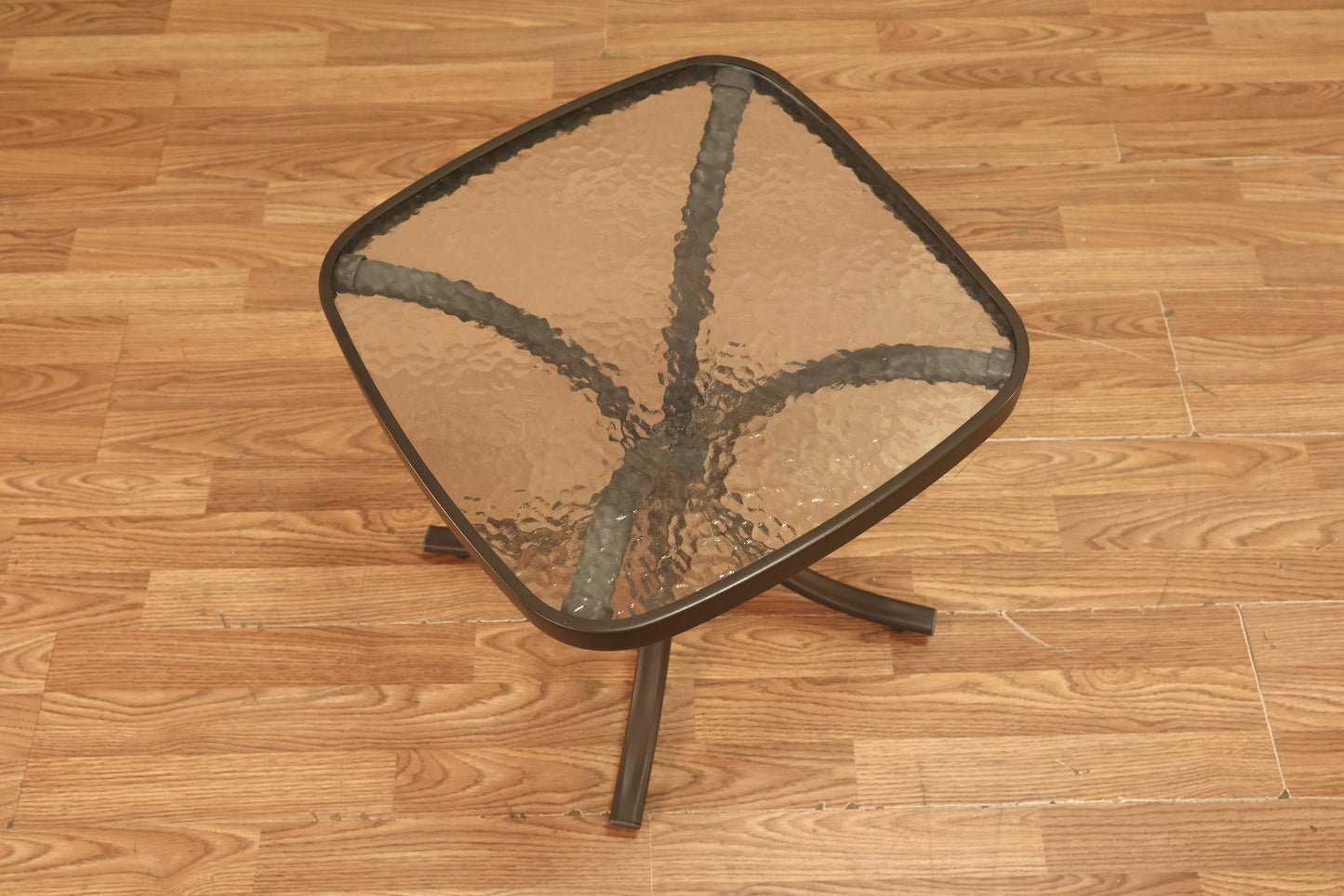 Small Outdoor Metal & Glass Side Table