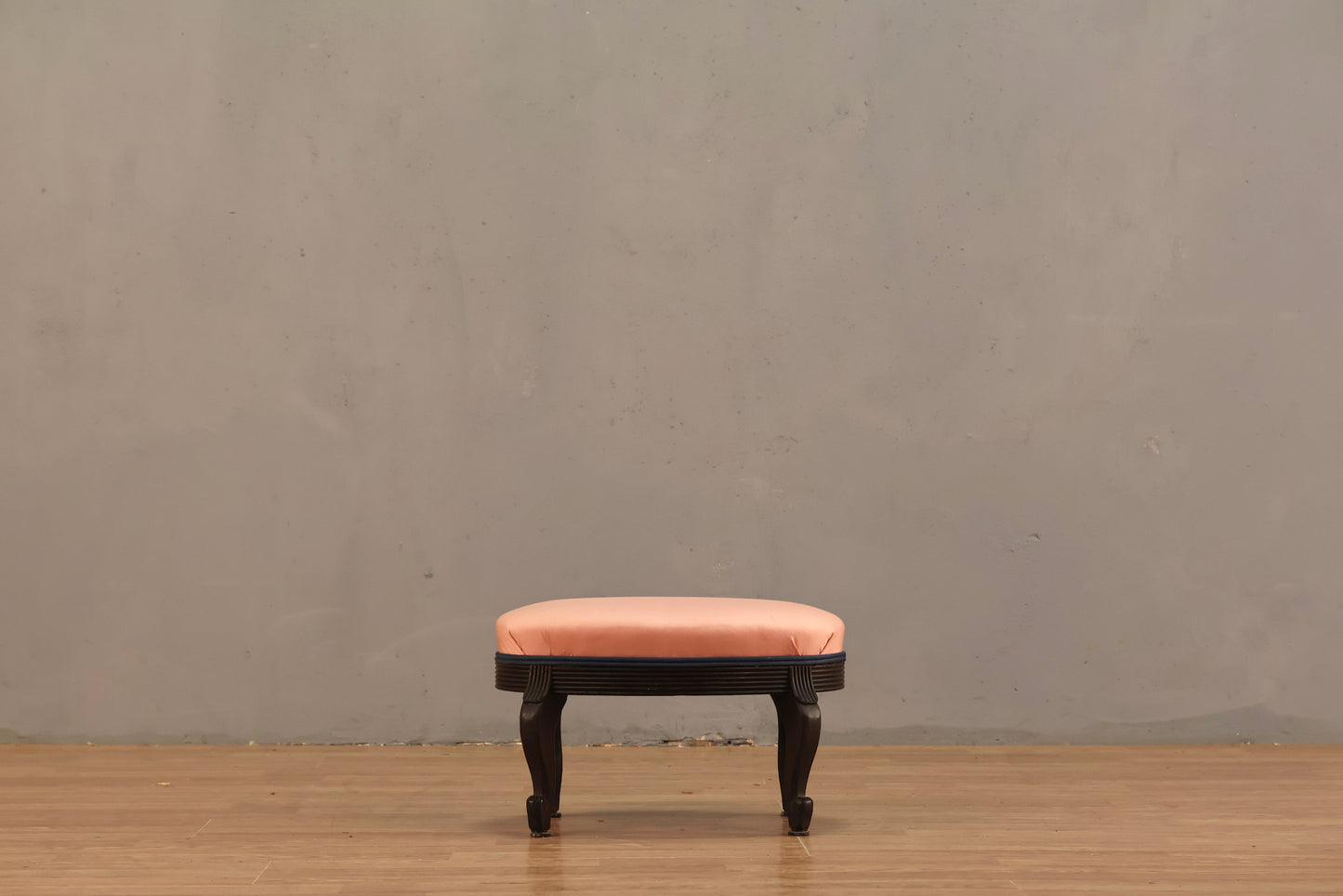 Hollywood Regency Pink Sateen Footstool