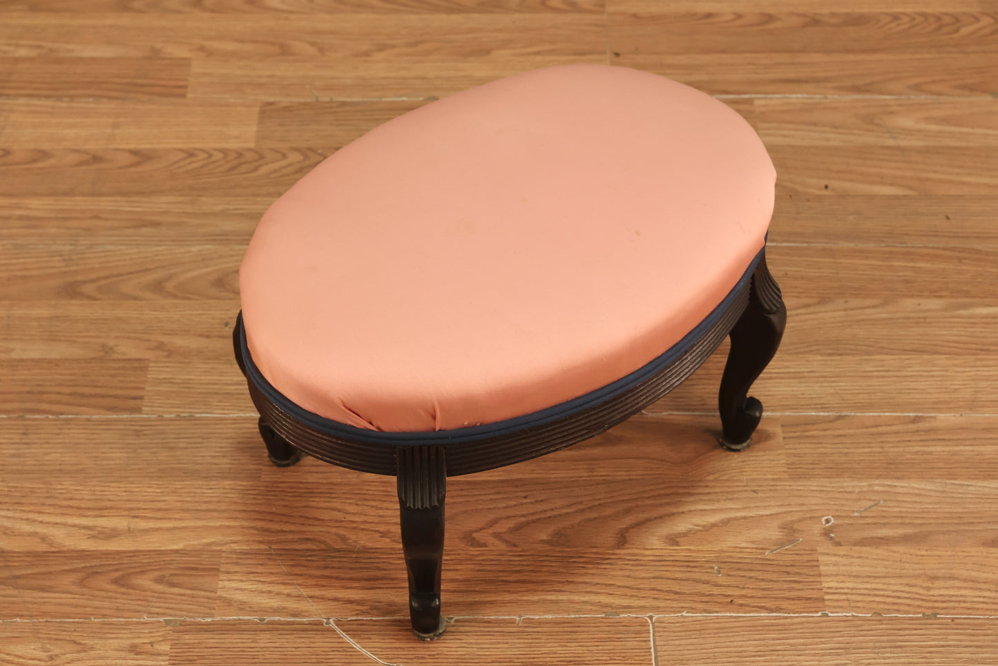 Hollywood Regency Pink Sateen Footstool
