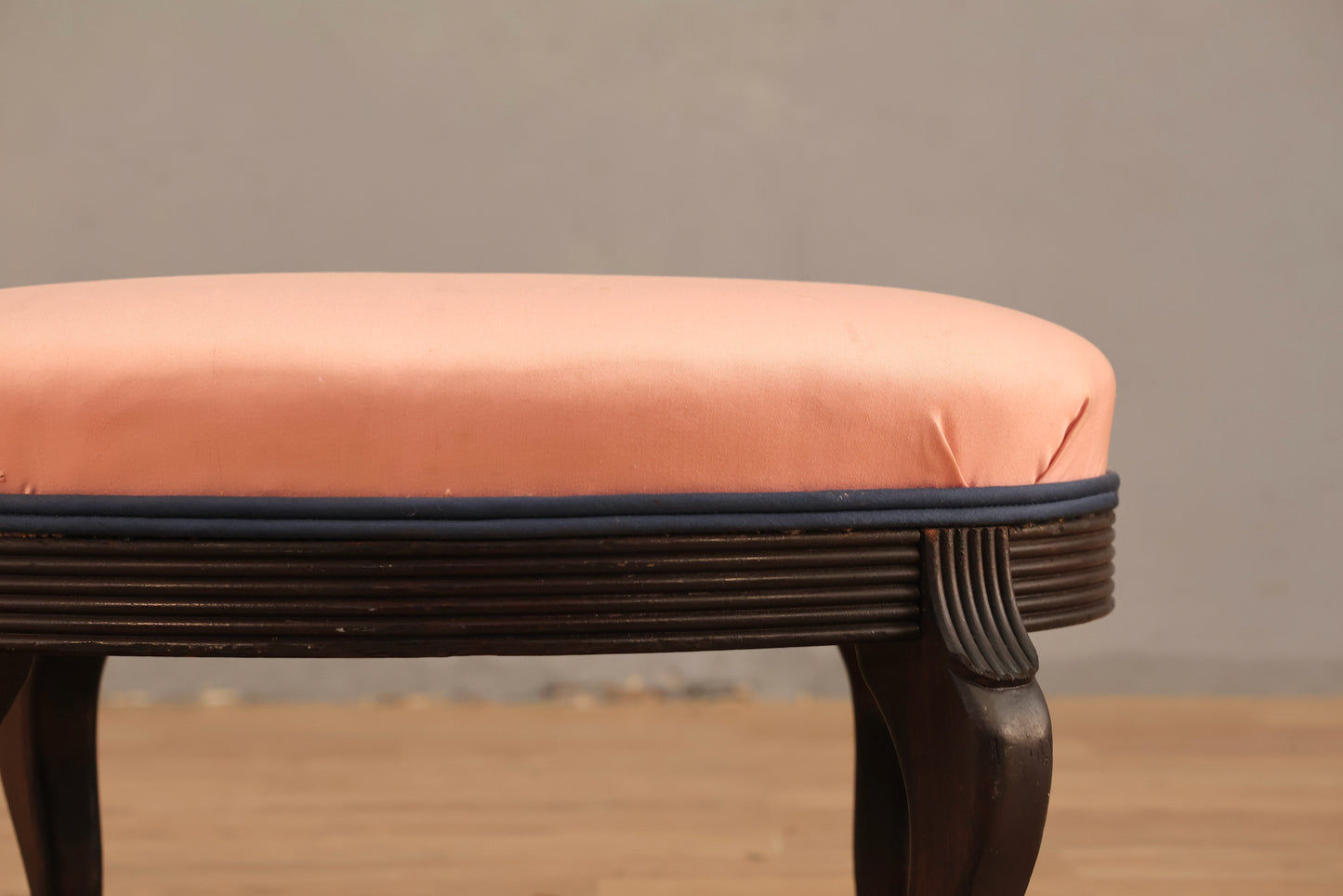 Hollywood Regency Pink Sateen Footstool