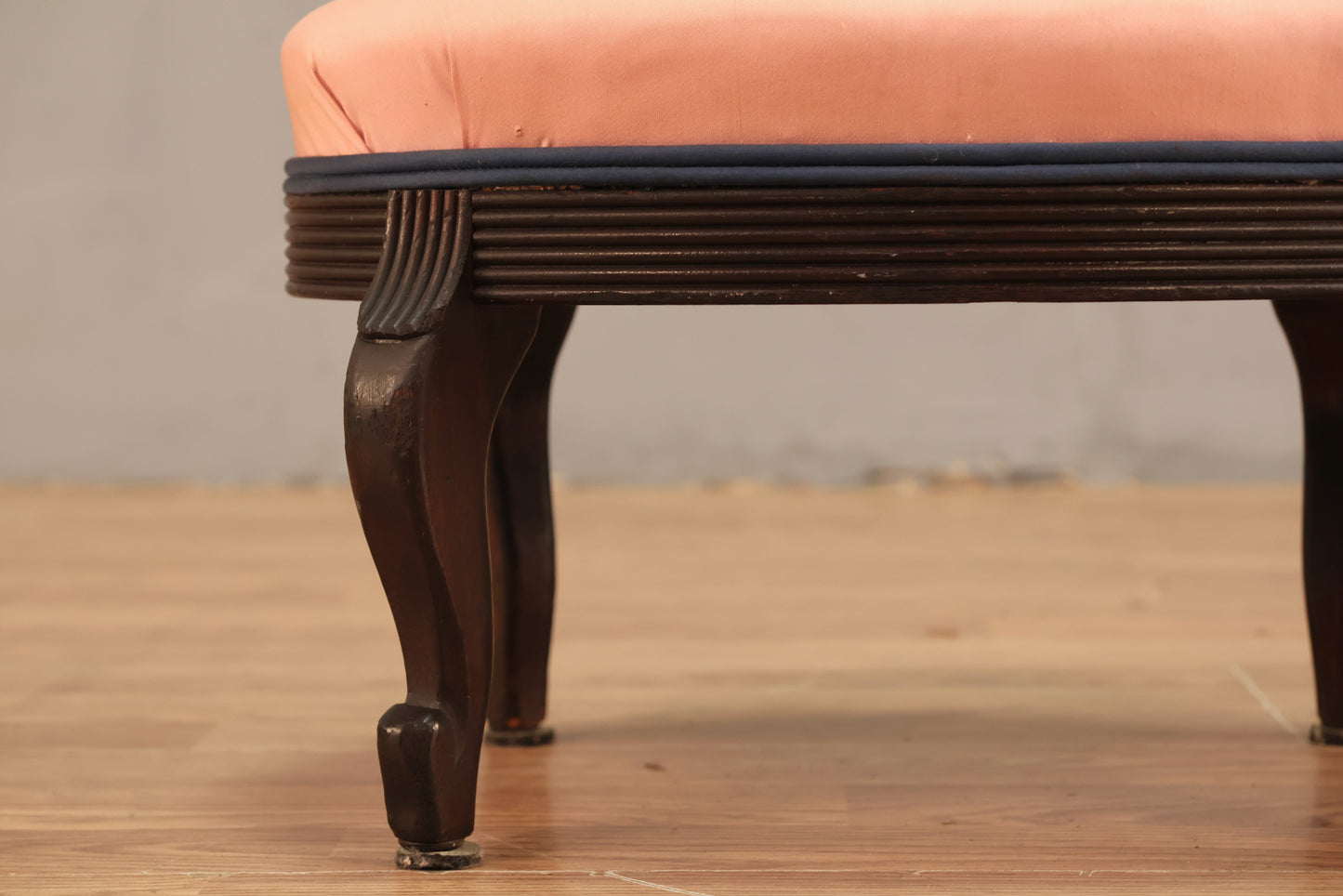 Hollywood Regency Pink Sateen Footstool