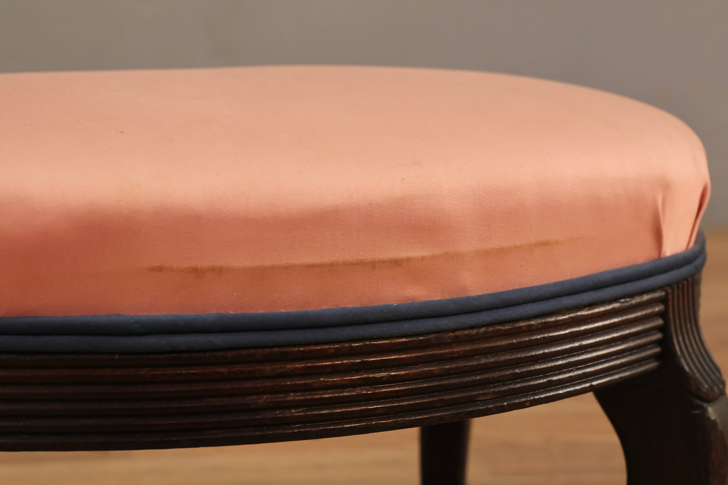 Hollywood Regency Pink Sateen Footstool