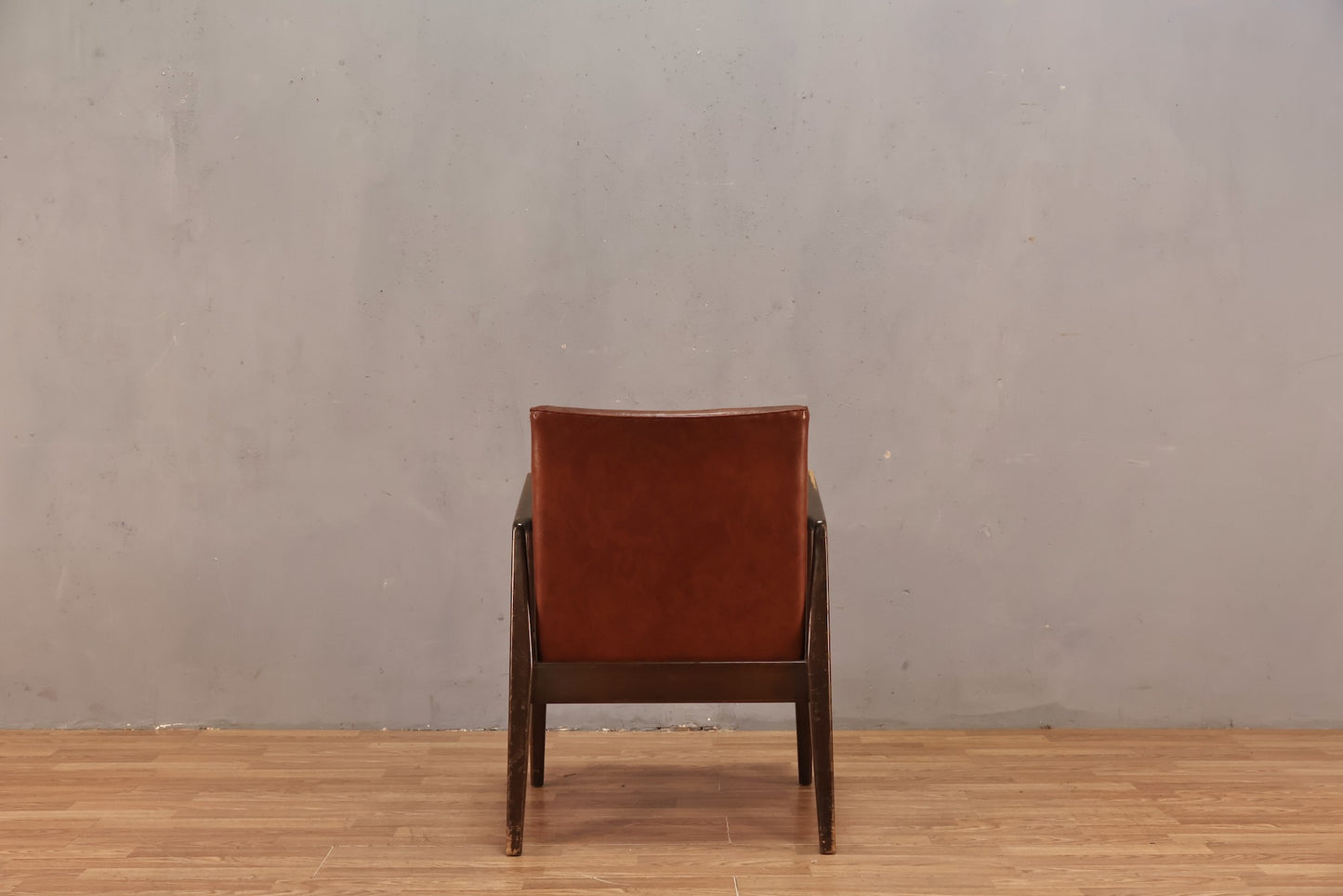 Mid Century Toffee Vinyl Armchair