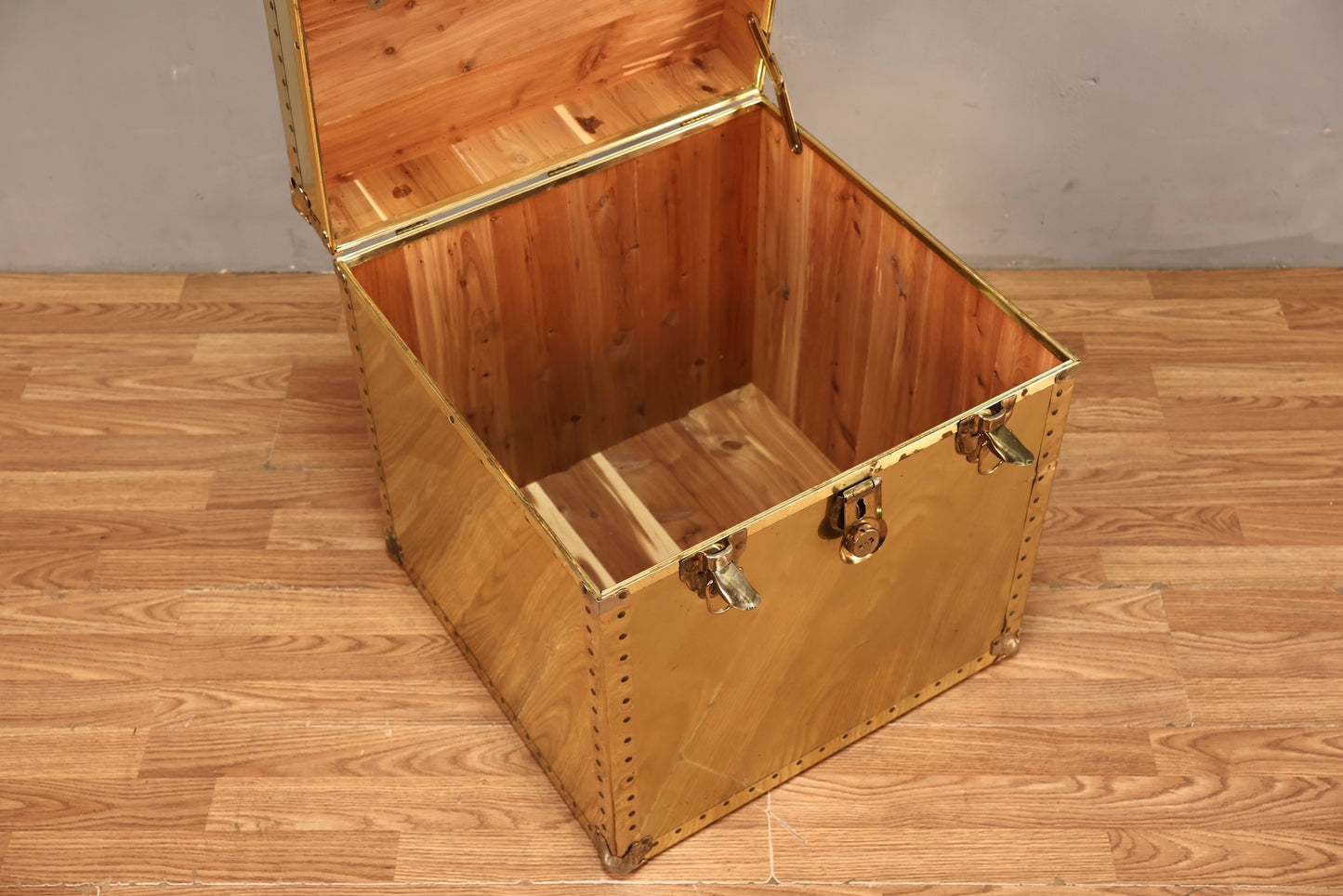 Campaign Gold Cedar-Lined Cube Trunk - ONLINE ONLY