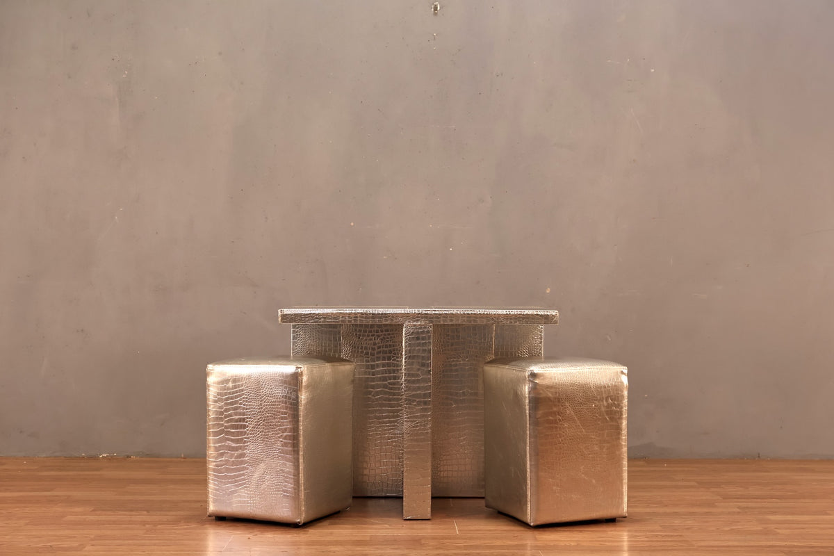 Large Silver Alligator End Table - ONLINE ONLY