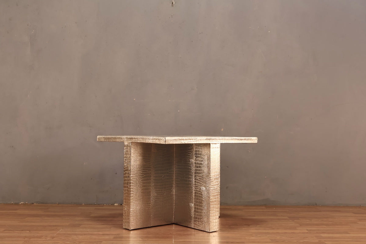 Large Silver Alligator End Table - ONLINE ONLY