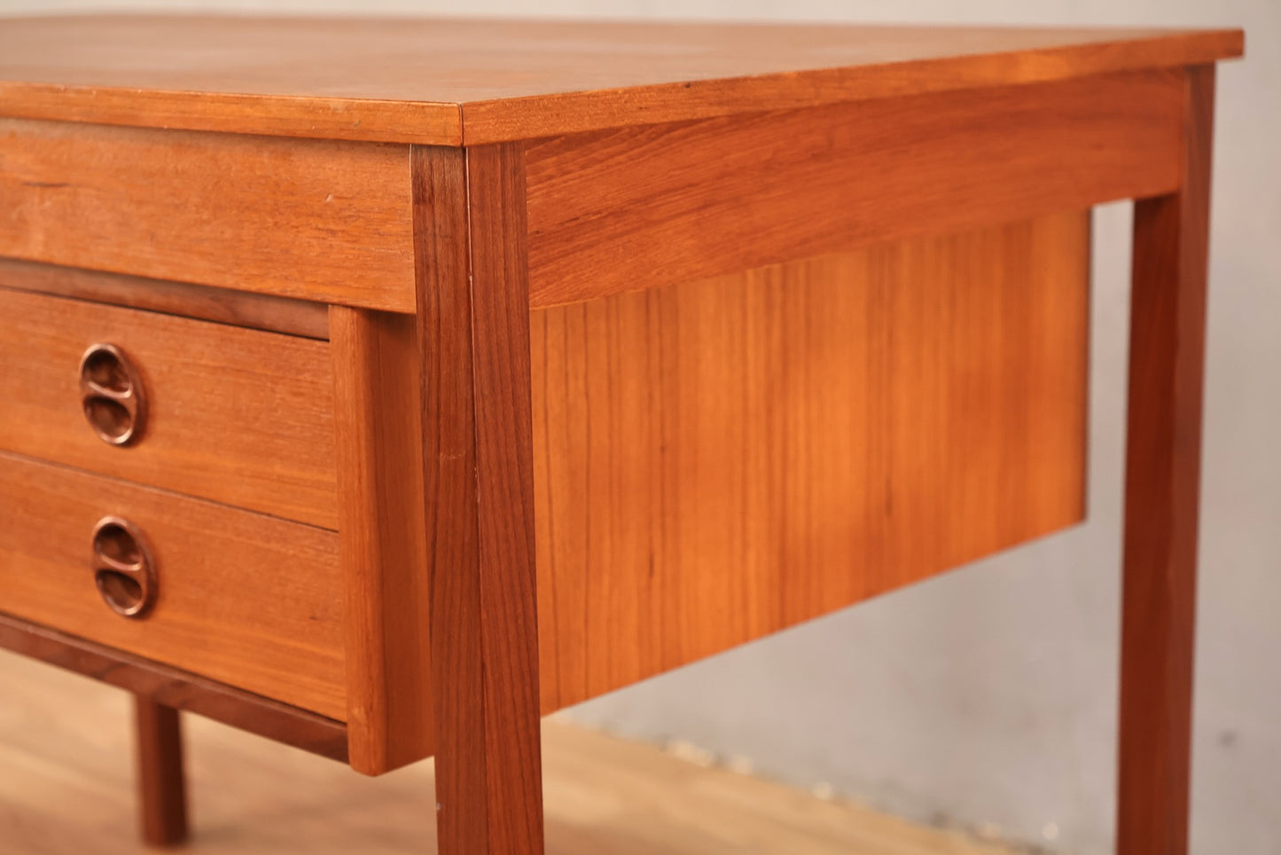 Compact Teak 2-Drawer Desk