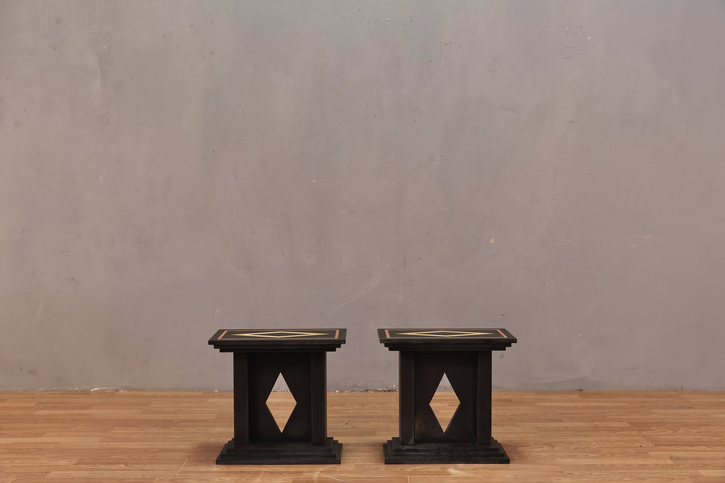 Italian Geometric Slate Side Table