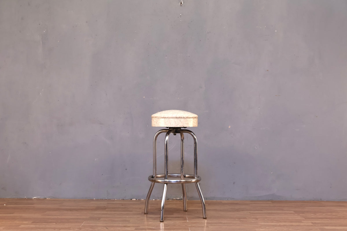 White Atomic Swivel Bar Stool - ONLINE ONLY