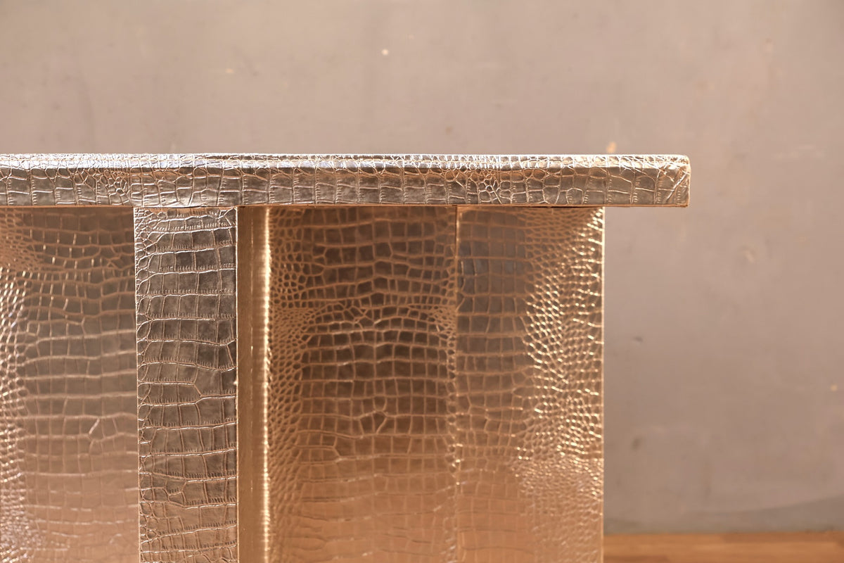 Large Silver Alligator End Table - ONLINE ONLY