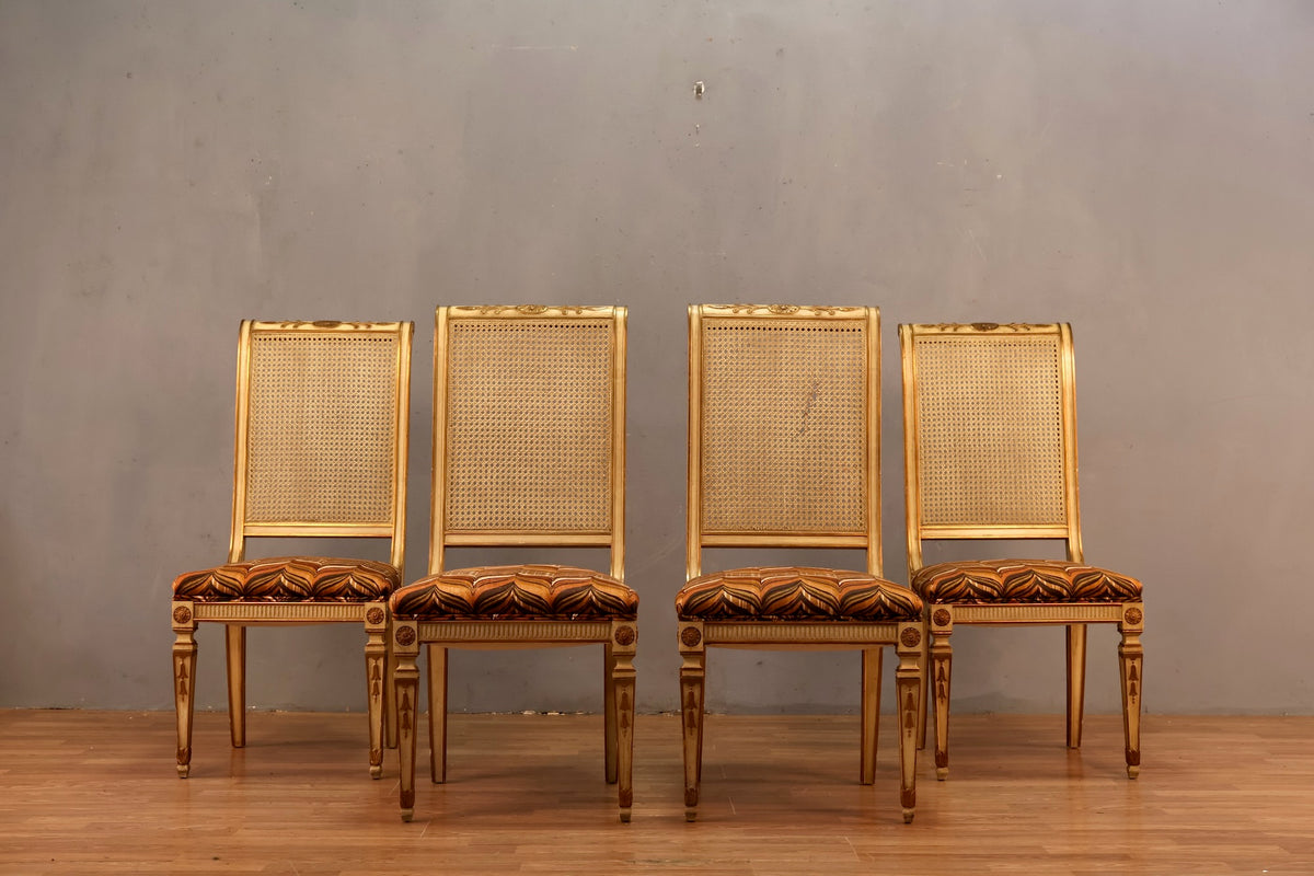 French Regal Ivory & Cane Side Chair
