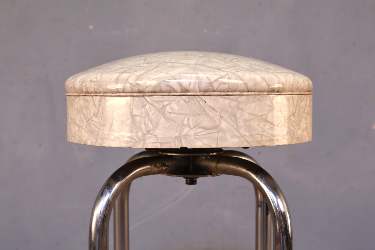 White Atomic Swivel Bar Stool - ONLINE ONLY