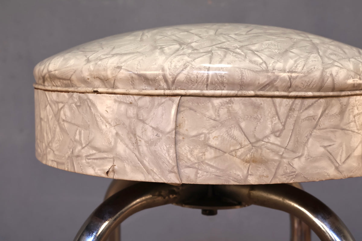 White Atomic Swivel Bar Stool - ONLINE ONLY