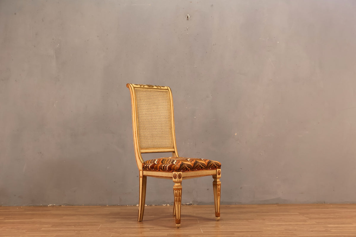 French Regal Ivory & Cane Side Chair