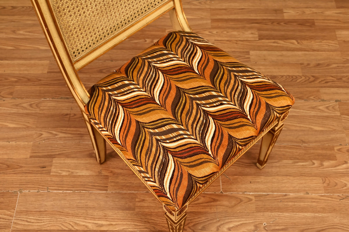 French Regal Ivory & Cane Side Chair