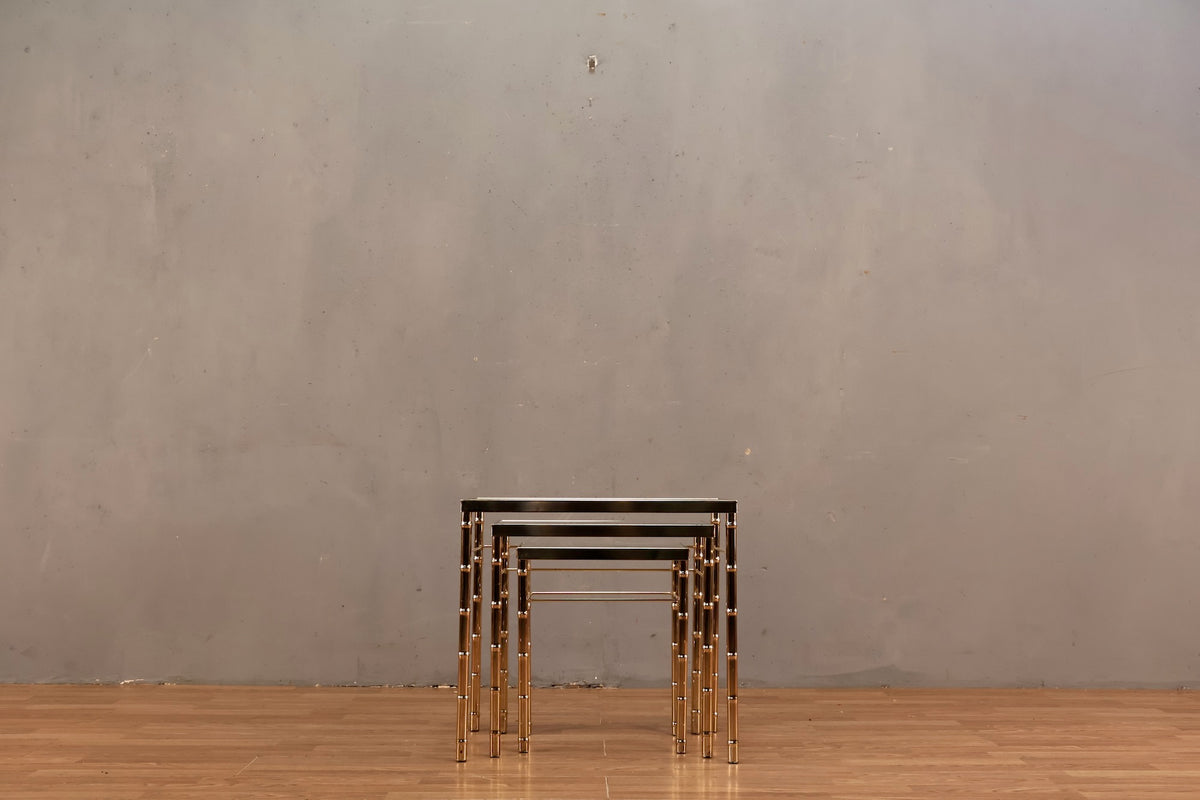 Trio of Brass & Glass Nesting Tables