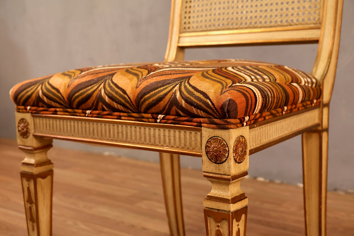 French Regal Ivory & Cane Side Chair