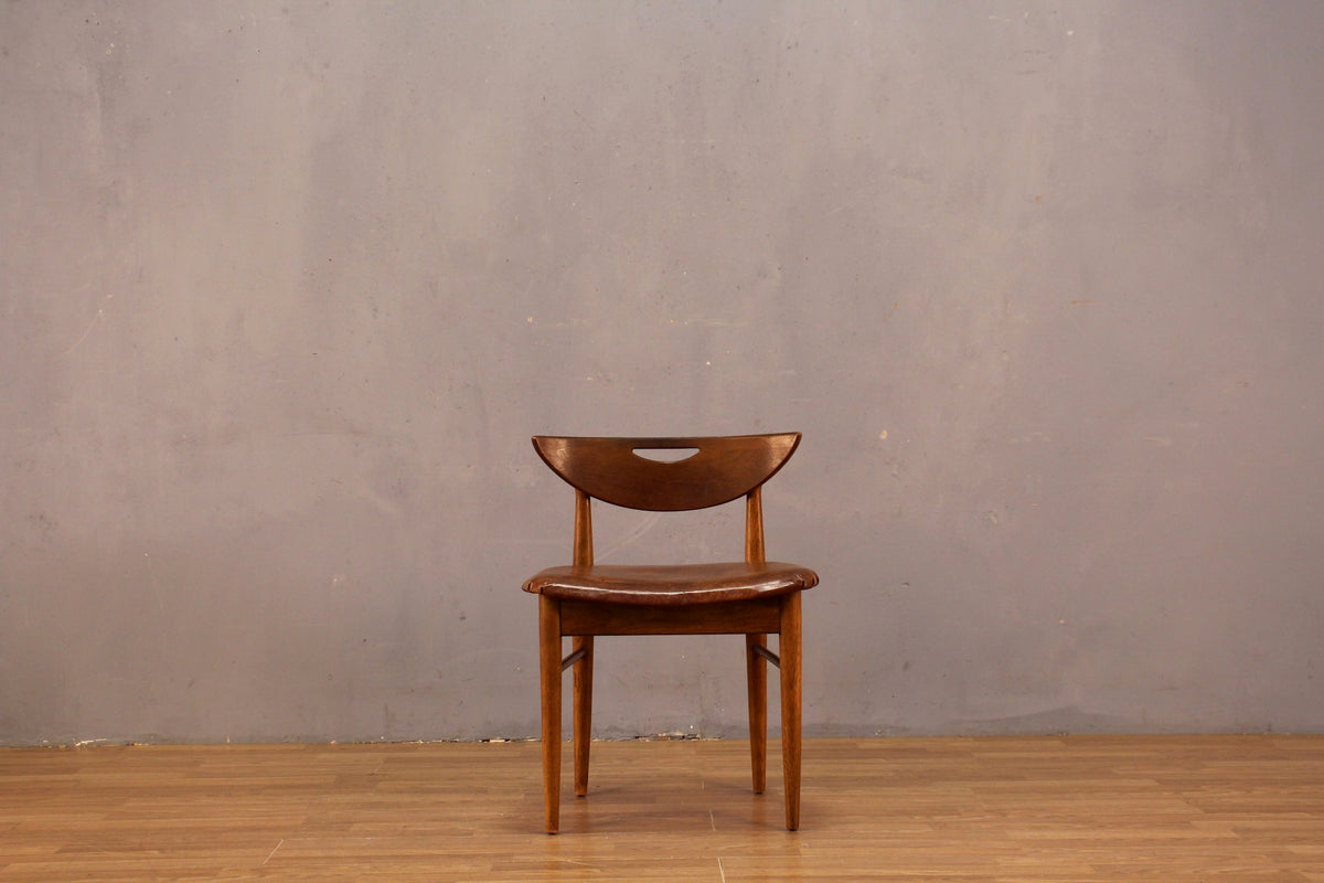 Mid Century Walnut & Pecan Vinyl Side Chair