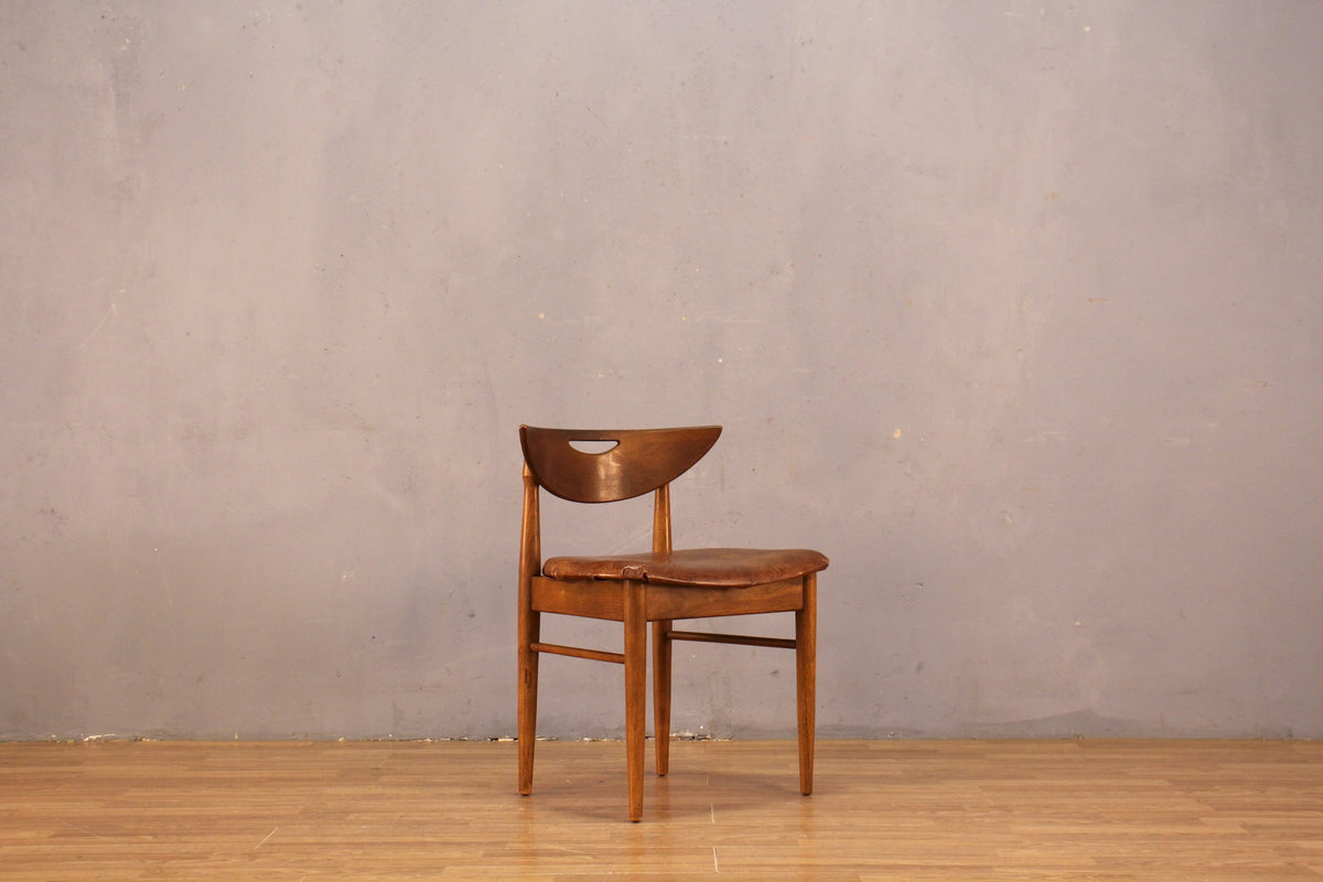Mid Century Walnut & Pecan Vinyl Side Chair