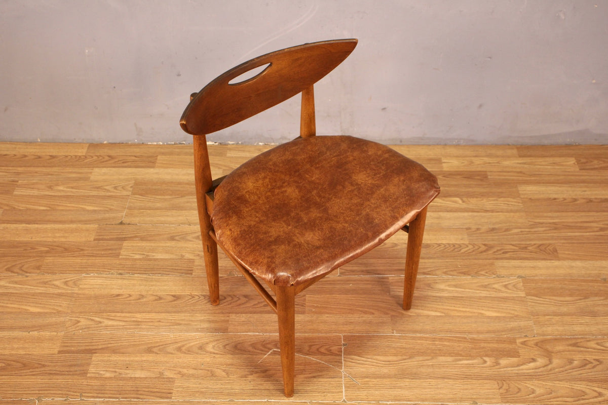 Mid Century Walnut & Pecan Vinyl Side Chair