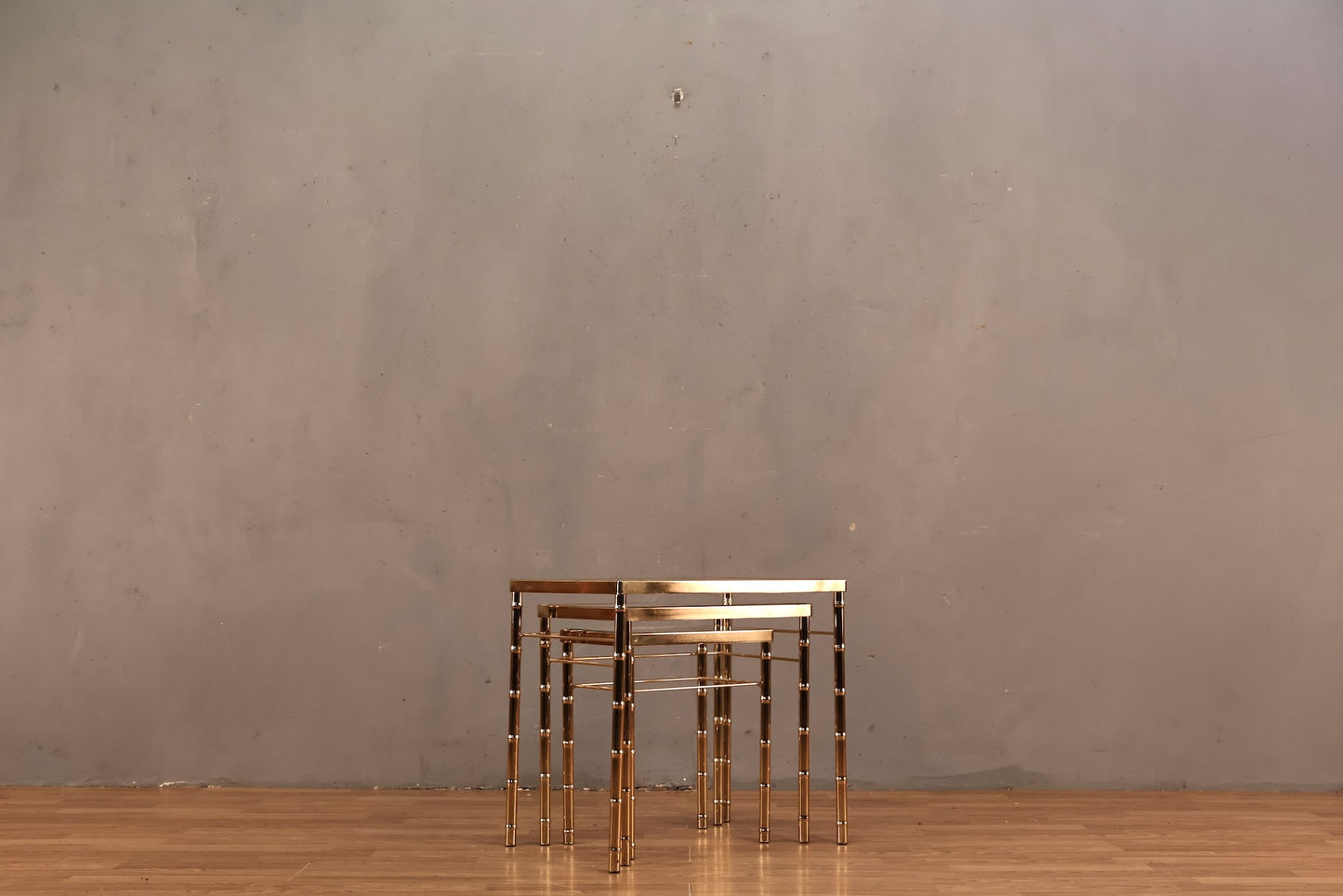 Trio of Brass & Glass Nesting Tables