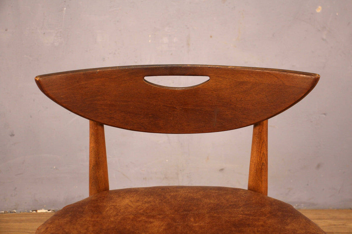 Mid Century Walnut & Pecan Vinyl Side Chair