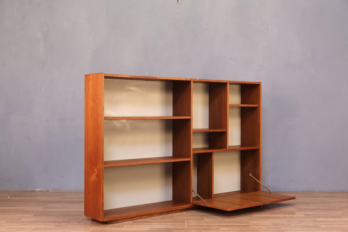 Danish Teak Shallow Drop-Front Wall Unit - ONLINE ONLY