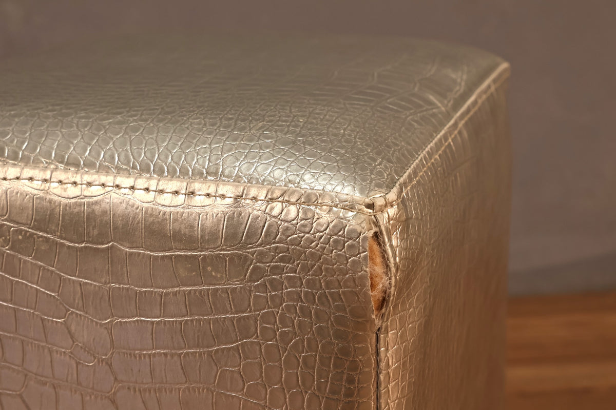 Small Silver Alligator Stool