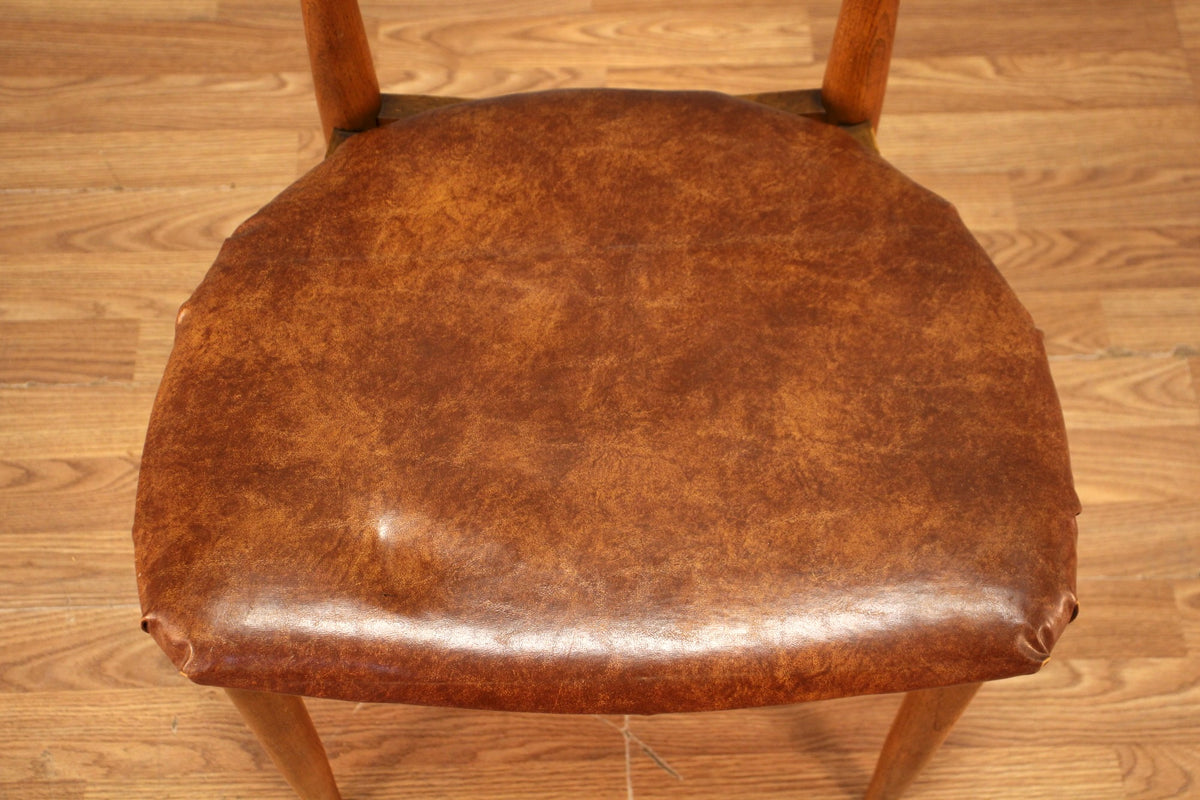 Mid Century Walnut & Pecan Vinyl Side Chair