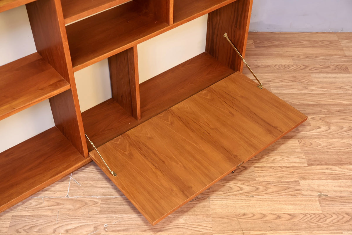 Danish Teak Shallow Drop-Front Wall Unit - ONLINE ONLY