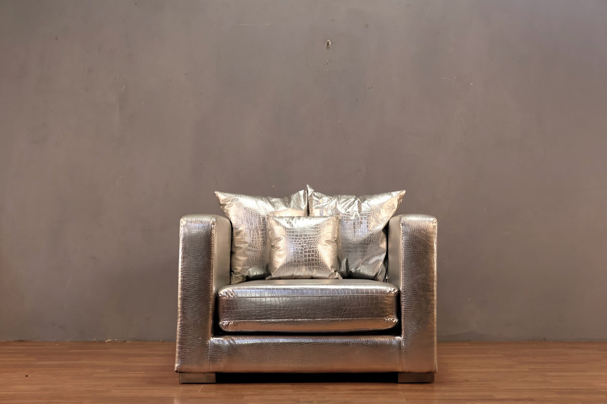 Large Silver Alligator Club Chair - ONLINE ONLY