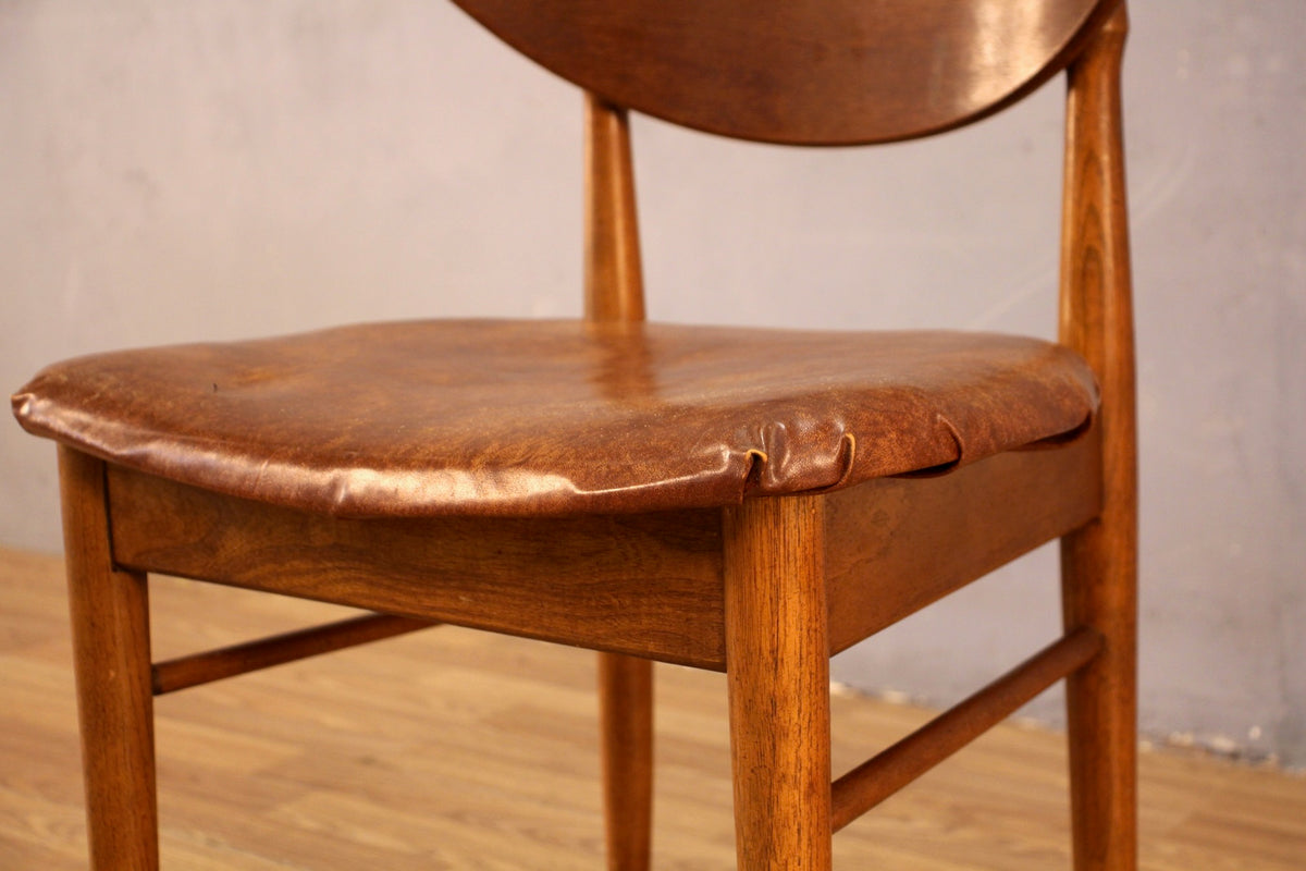 Mid Century Walnut & Pecan Vinyl Side Chair